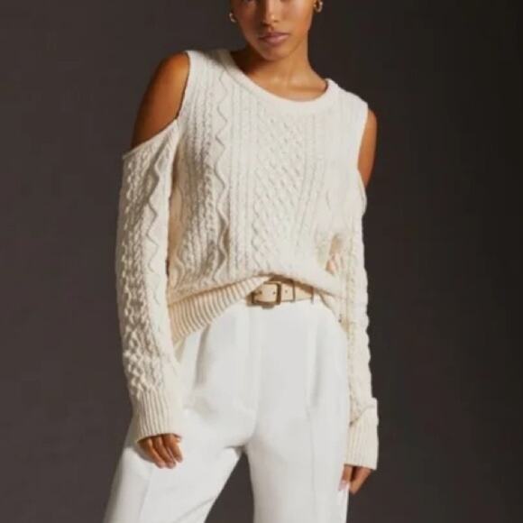 Anthropologie Pilcro Cold Shoulder Fisherman Sweater Knit Size Smalll - Picture 2 of 11